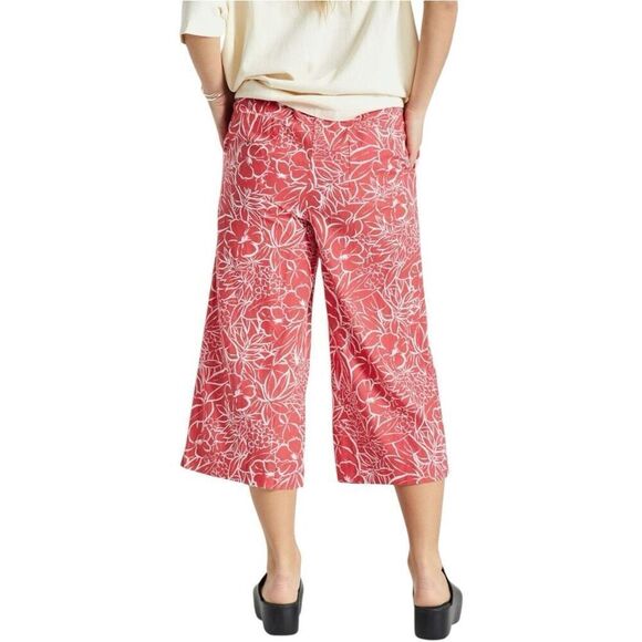 Brixton Aloha Red Indo Linen Wide Leg Pant Size S NWT Vacation Beachy Botanical - Picture 11 of 15